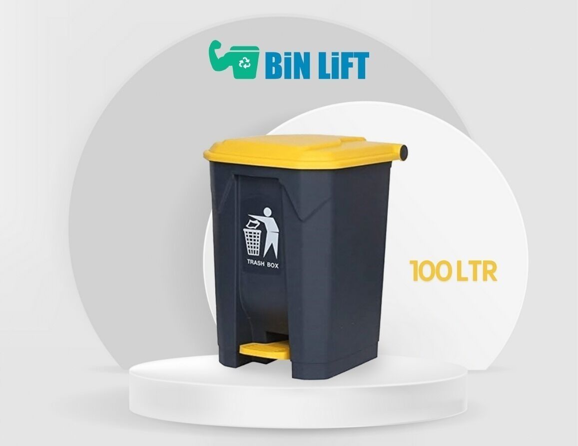 100 Ltr Plastic Trash Bin W/Lid & Pedal | Bin Lift - Qatar
