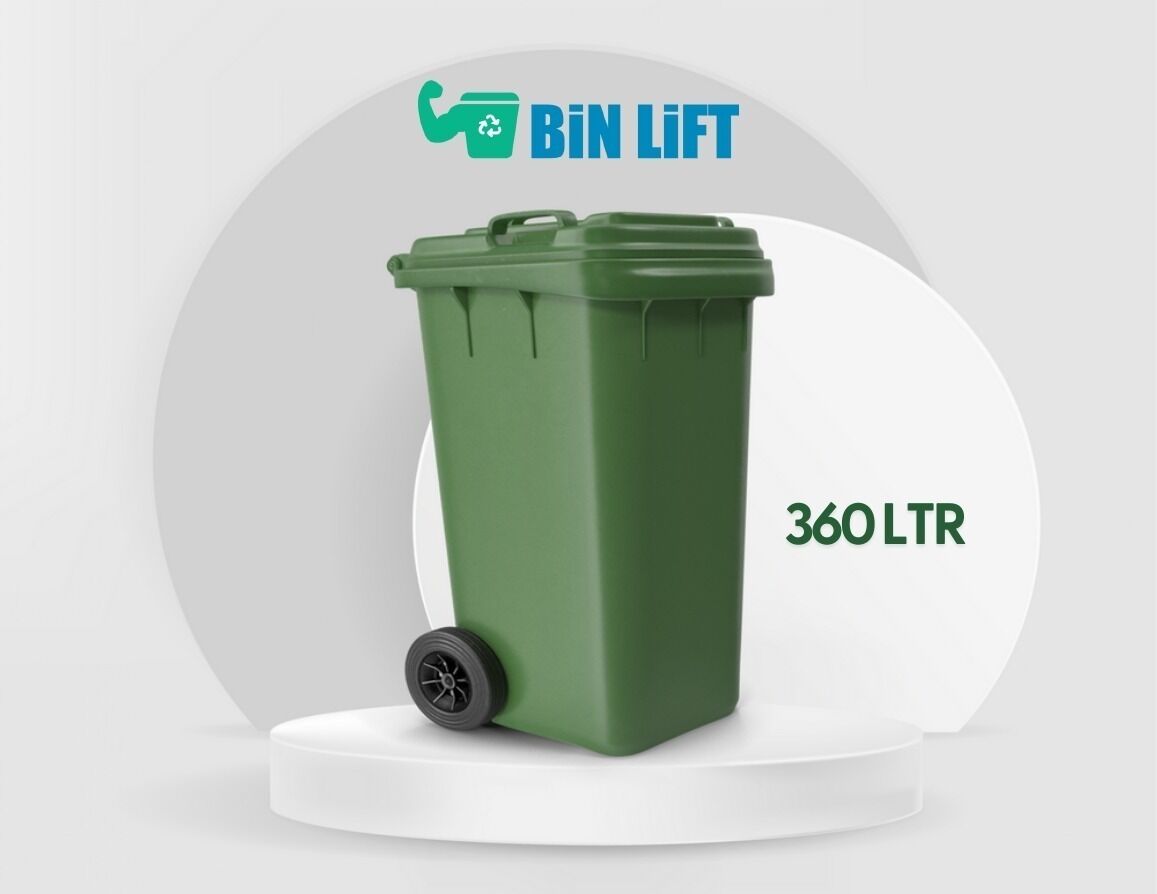 Green 360 ltr Industrial Plastic Waste Bin with Lid & Pedal | Bin Lift - Qatar