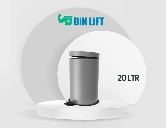 سلة مهملات ستانلس ستيل مقاومة للصدأ مع غطاء ودواسة (20 لتر، فضي)