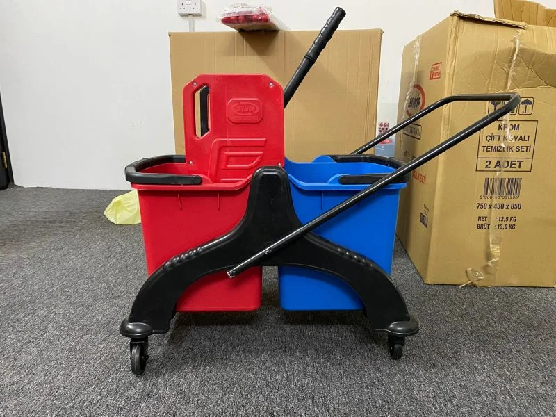 Mop Trolley Double Bucket Plastic – Perfect for Cleaning and Transporting set of 1 Trolley | Bin Lift – Qatar - Image 3