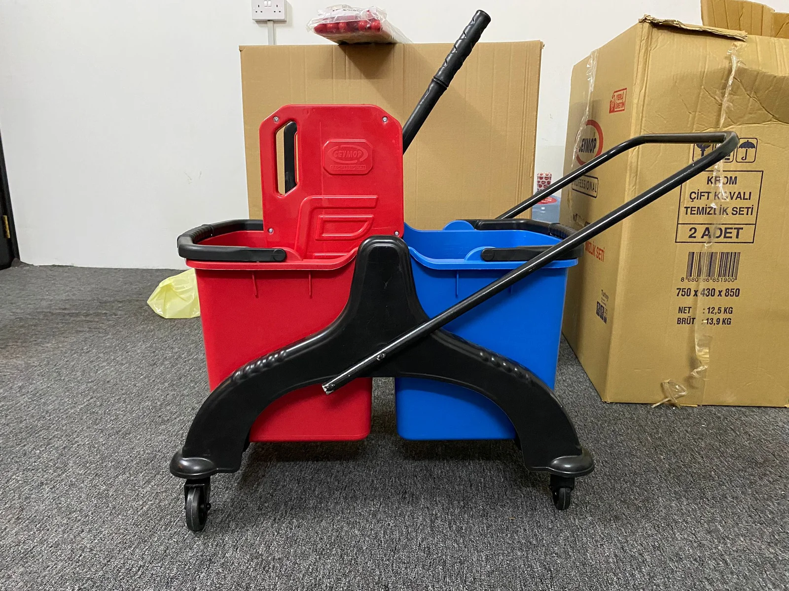 Mop Trolley Double Bucket Plastic – Perfect for Cleaning and Transporting set of 1 Trolley | Bin Lift – Qatar - Image 4