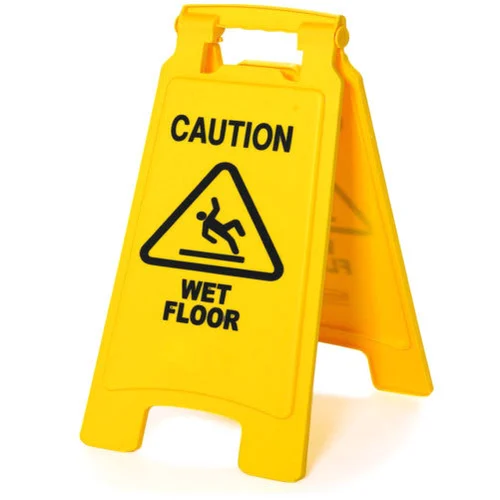Plastic sign board “Caution wet floor” | Bin Lift – Qatar